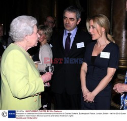 Queen Elizabeth II meet Rowan Atkinson and Gillian Anderson 