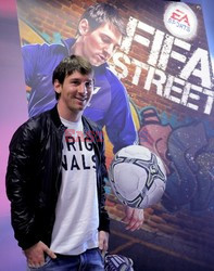 Lionel Messi launching a new video game 