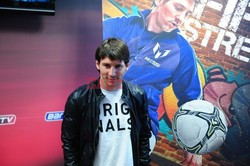 Lionel Messi launching a new video game 