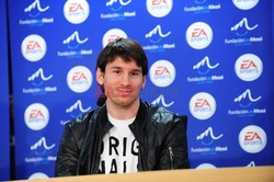 Lionel Messi launching a new video game 