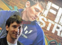 Lionel Messi launching a new video game 